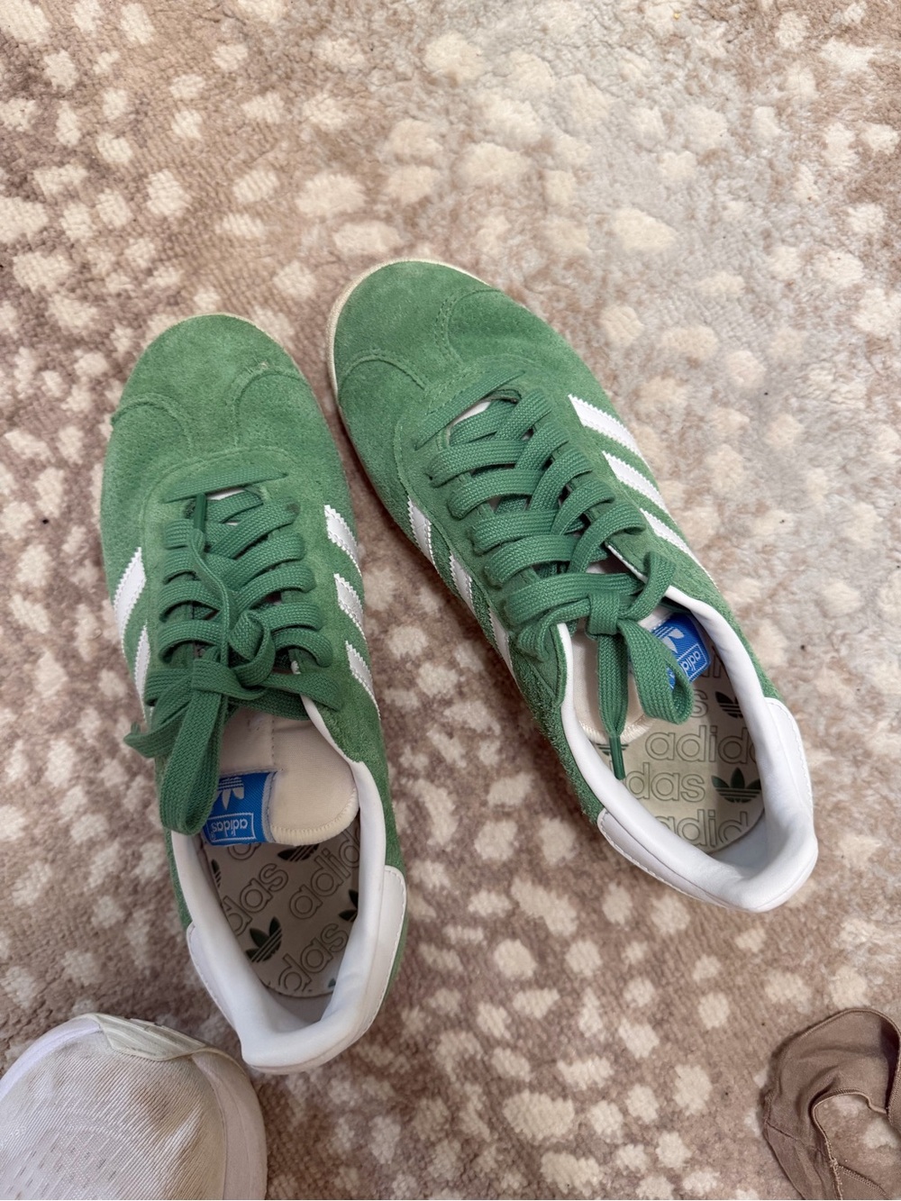 adidas Green Suede Low-Top Sneakers with White Stripes